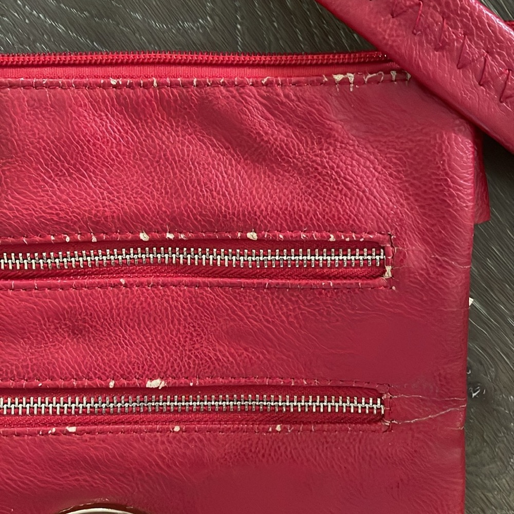 Michael Kors Red Crossbody Bag Vegan Leather Zip closure Adjustable Strap 10”x9” - Picture 2 of 7